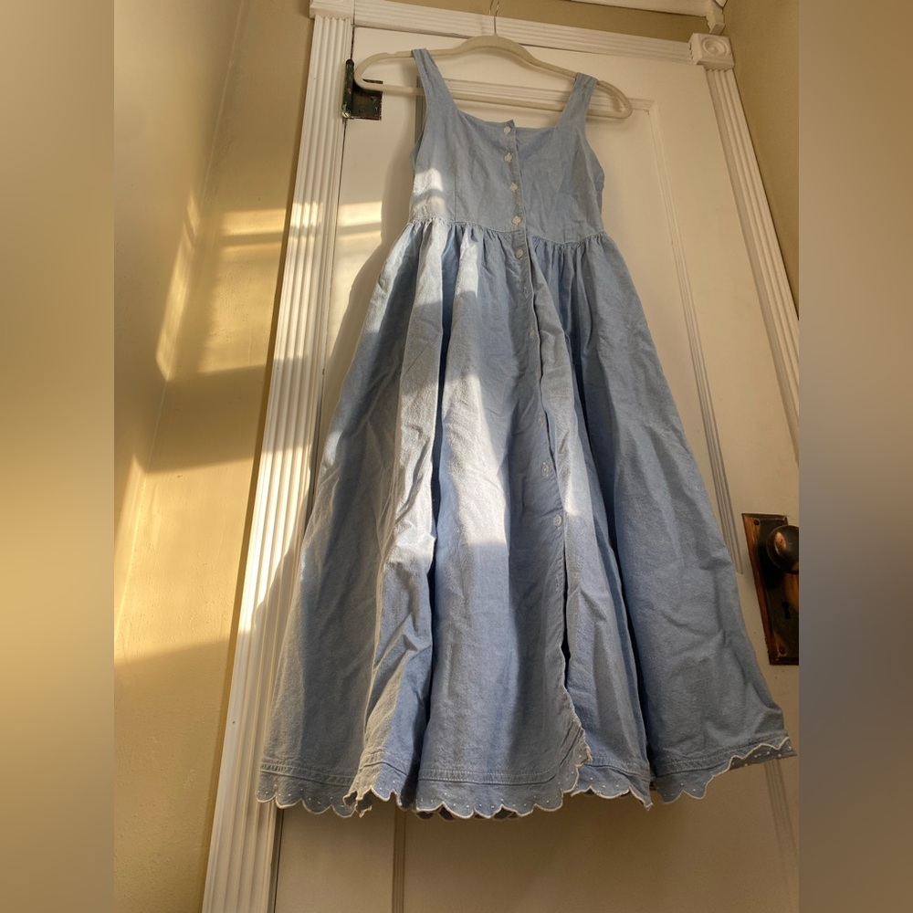 Adorable Vintage Denim High Waisted Midi Dress